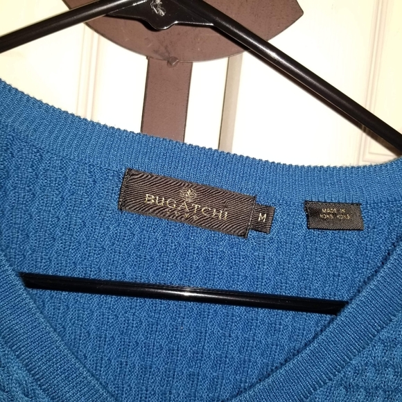 Bugatchi Designer Blue Pima Cotton Sweater Medium - Picture 2 of 4